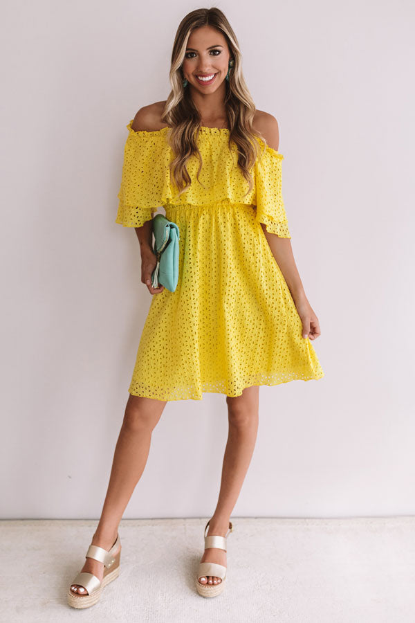 Travel To Tulum Eyelet Dress In Yellow Image - 1