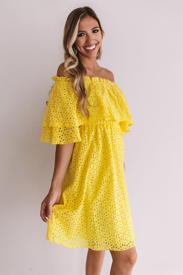 Travel To Tulum Eyelet Dress In Yellow Image - 3