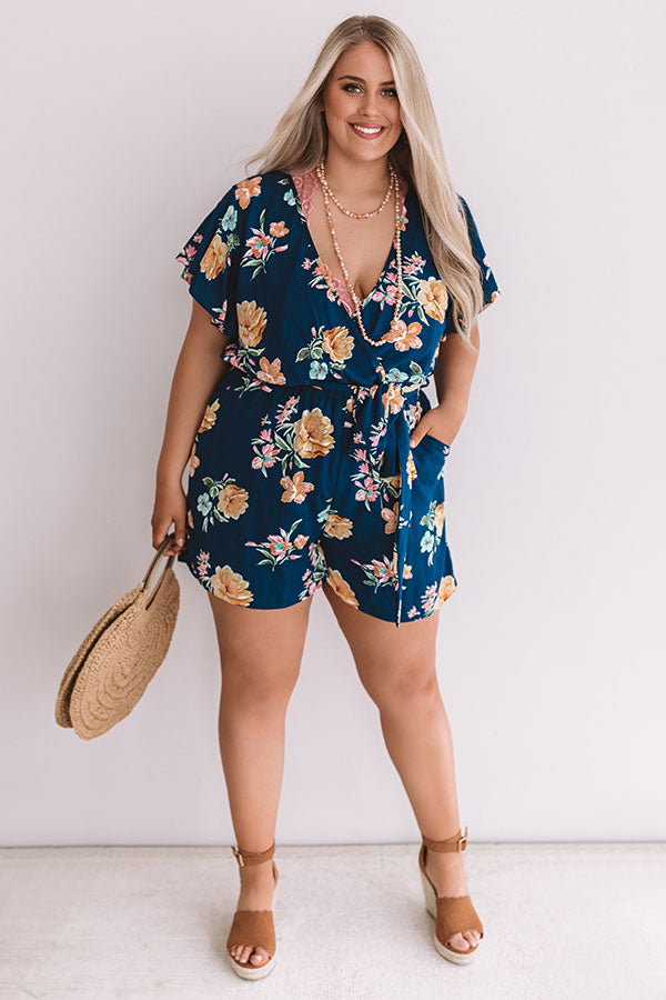 Floral Feelin' Romper In Navy Curves Image - 3