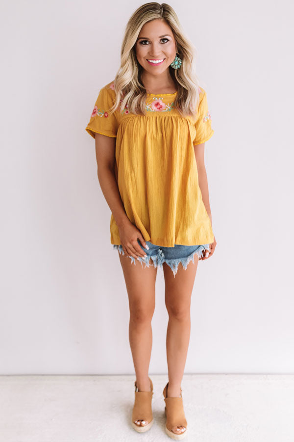 Bubbly Brunch Embroidered Top In Golden Honey Image - 1