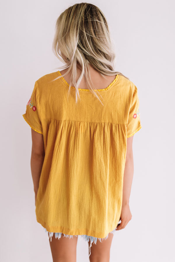 Bubbly Brunch Embroidered Top In Golden Honey Image - 3