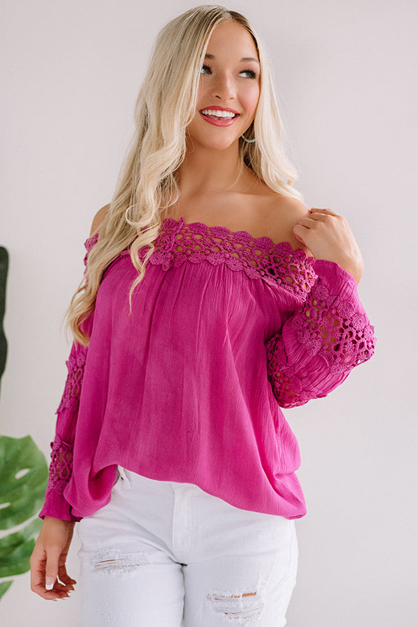 Party In My Cabana Crochet Top In Berry Image - 4