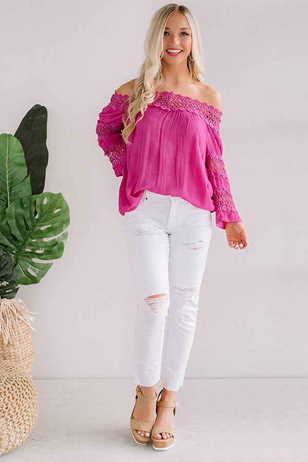 Party In My Cabana Crochet Top In Berry Image - 5