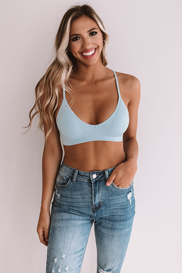 Back To Basics Seamless Ribbed Bralette in Sky Blue Image - 1