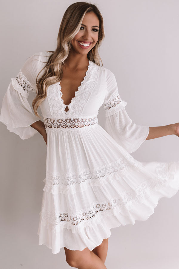 Vacay In Venice Babydoll Dress In White • Impressions Online Boutique