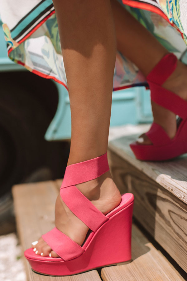 The Jenson Wedge in Hot Pink • Impressions Online Boutique