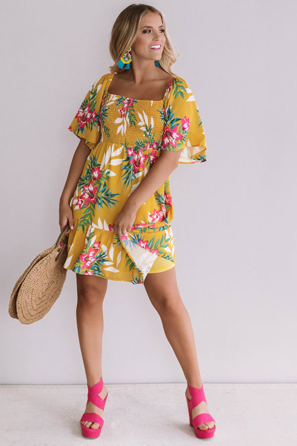 Cocktails On The Beach Smocked Dress In Marigold Image - 1