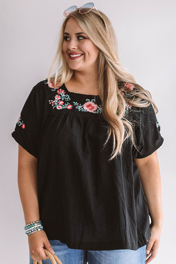 Bubbly Brunch Embroidered Top In Black Curves Image - 2