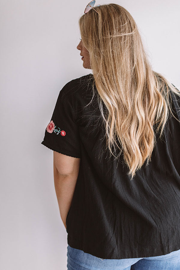 Bubbly Brunch Embroidered Top In Black Curves Image - 5