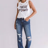 Wild Flower Distressed Boyfriend Tank Image - 1