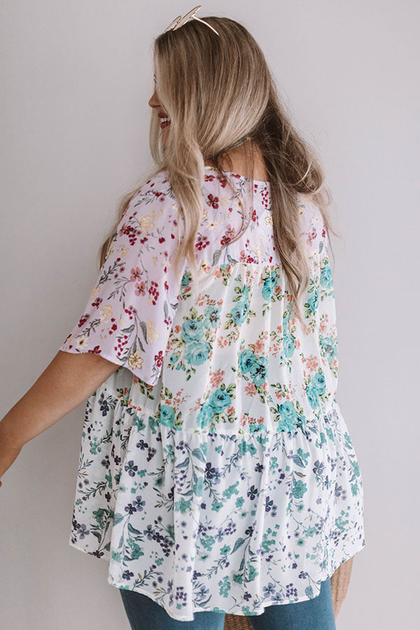 Champagne and Chiffon Floral Top in Ivory Curves Image - 5