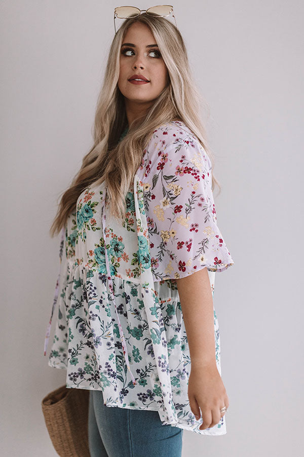 Champagne and Chiffon Floral Top in Ivory Curves Image - 3