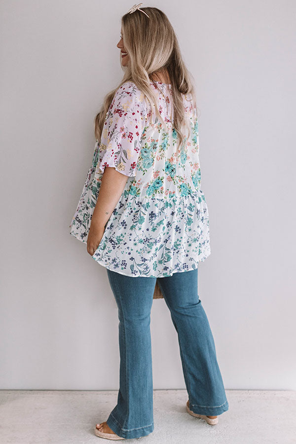 Champagne and Chiffon Floral Top in Ivory Curves Image - 4