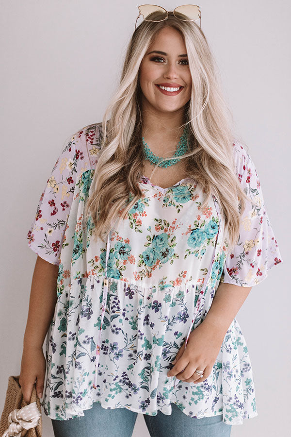 Champagne and Chiffon Floral Top in Ivory Curves Image - 2