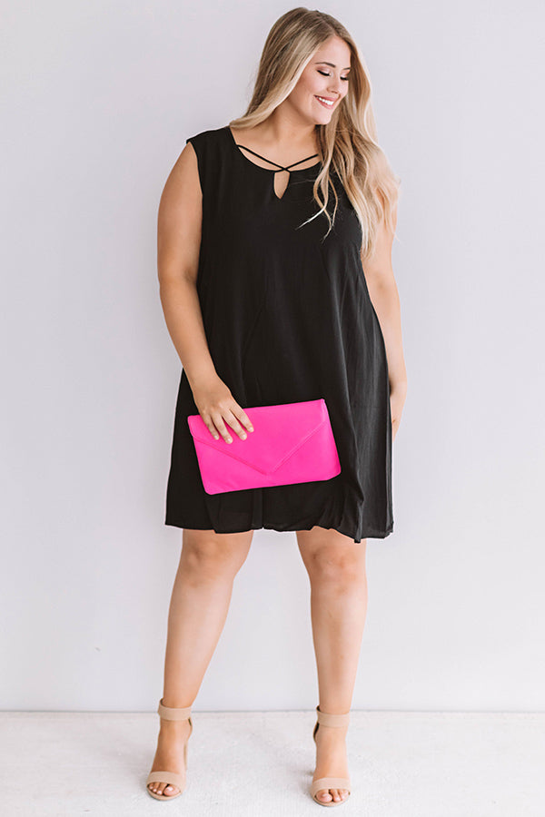 Dinner With A View Shift Dress in Black Curves