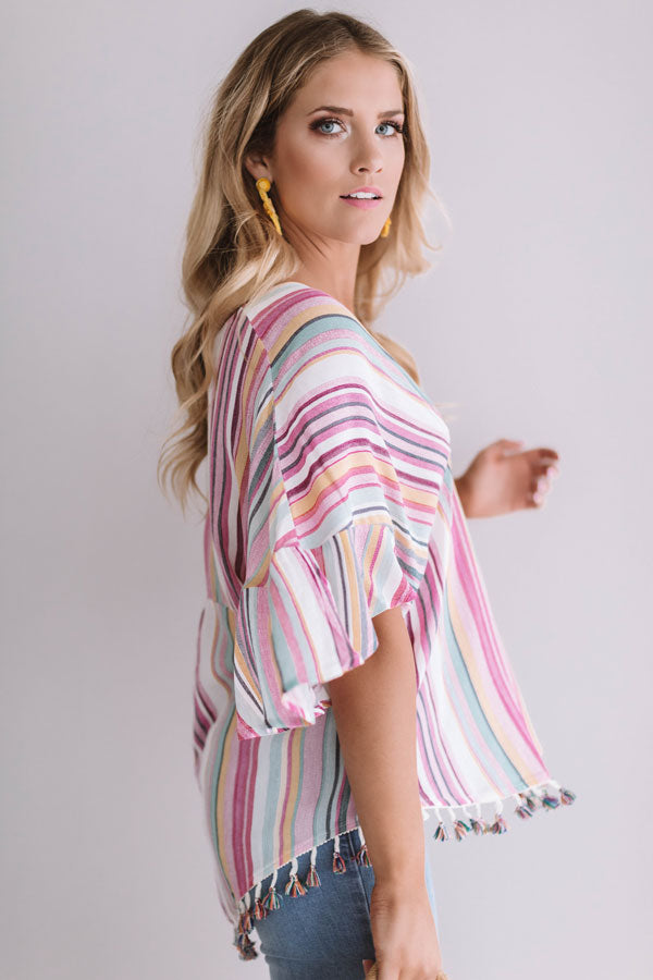 Adore You More Stripe Tassel Top Image - 3