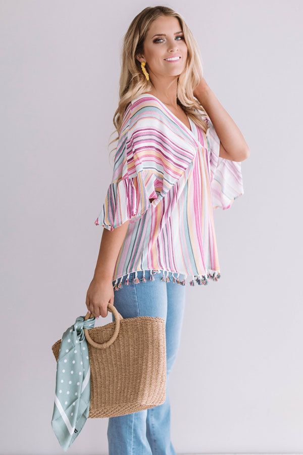 Adore You More Stripe Tassel Top Image - 4
