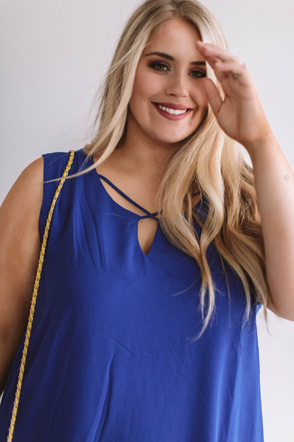 Dinner With A View Shift Dress in Royal Blue Curves Image - 3