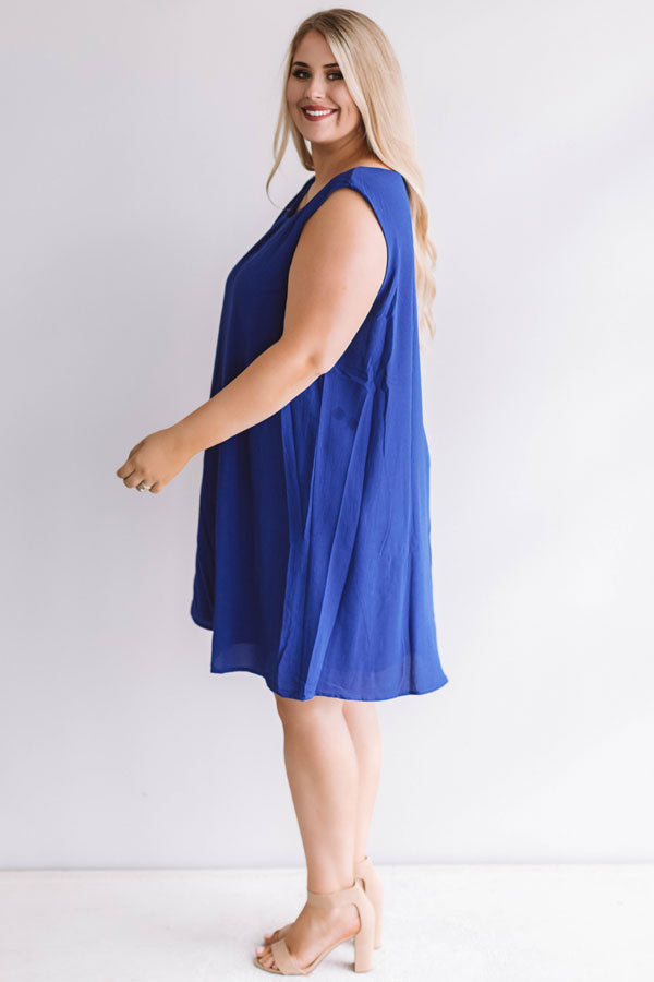 Dinner With A View Shift Dress in Royal Blue Curves Image - 4