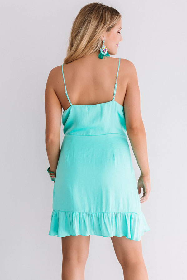 Pina Colada Casual Wrap Dress In Sea Glass Image - 4