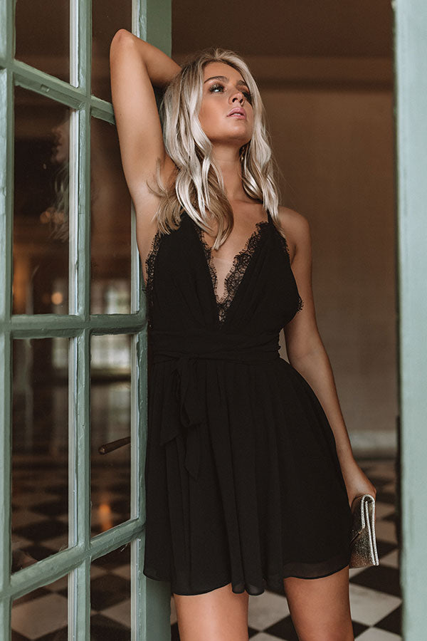 Meant To Impress Lace Trim Dress In Black