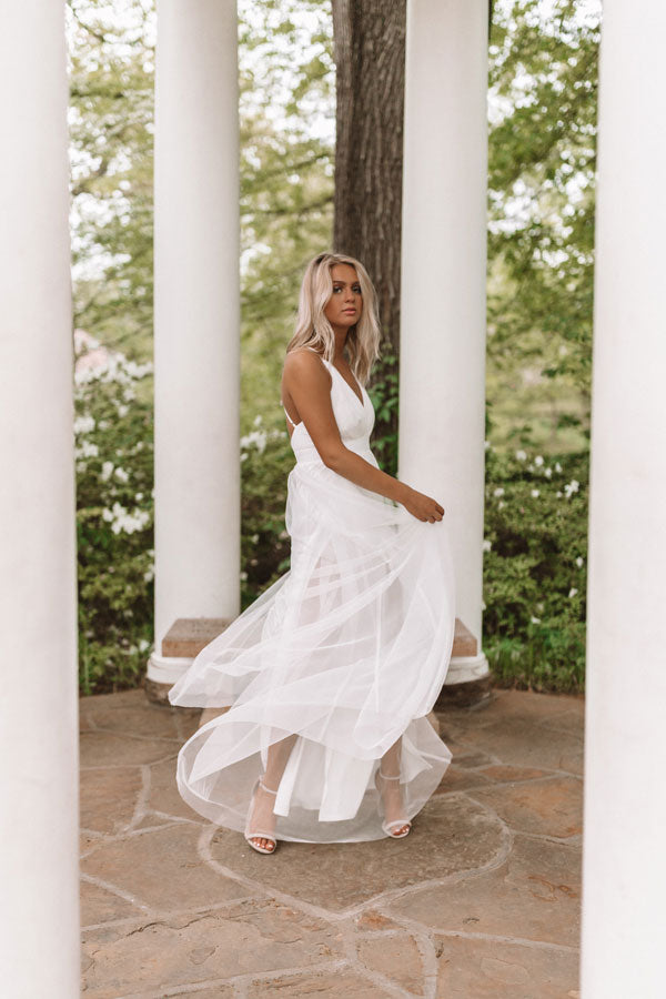 Just Say Yes Tulle Maxi in White Image - 4