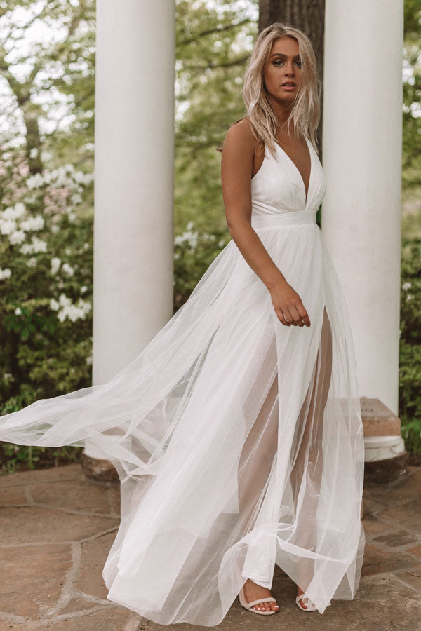 Just Say Yes Tulle Maxi in White Image - 5
