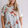 Floral Feels Waffle Knit Top in Light Limpet Shell Curves Image - 1