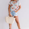 Floral Feels Waffle Knit Top in Light Limpet Shell Image - 1