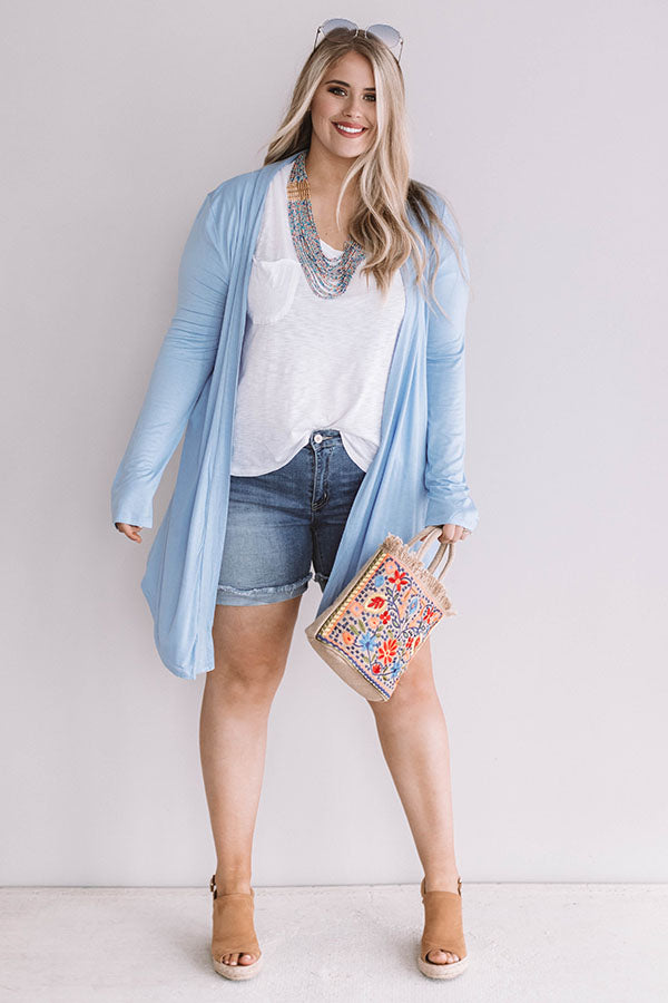 Layover In London Cardigan in Sky Blue Curves Image - 1