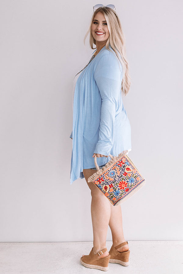 Layover In London Cardigan in Sky Blue Curves Image - 3