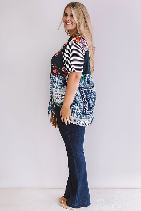 Sunset Sangrias Tie Top in Teal Curves Image - 4