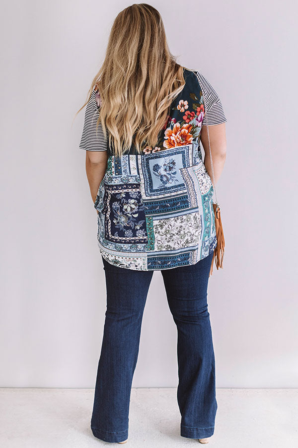 Sunset Sangrias Tie Top in Teal Curves Image - 5