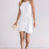French Champagne Tie Dress In White Image - 1