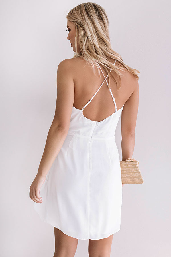 French Champagne Tie Dress In White Image - 4