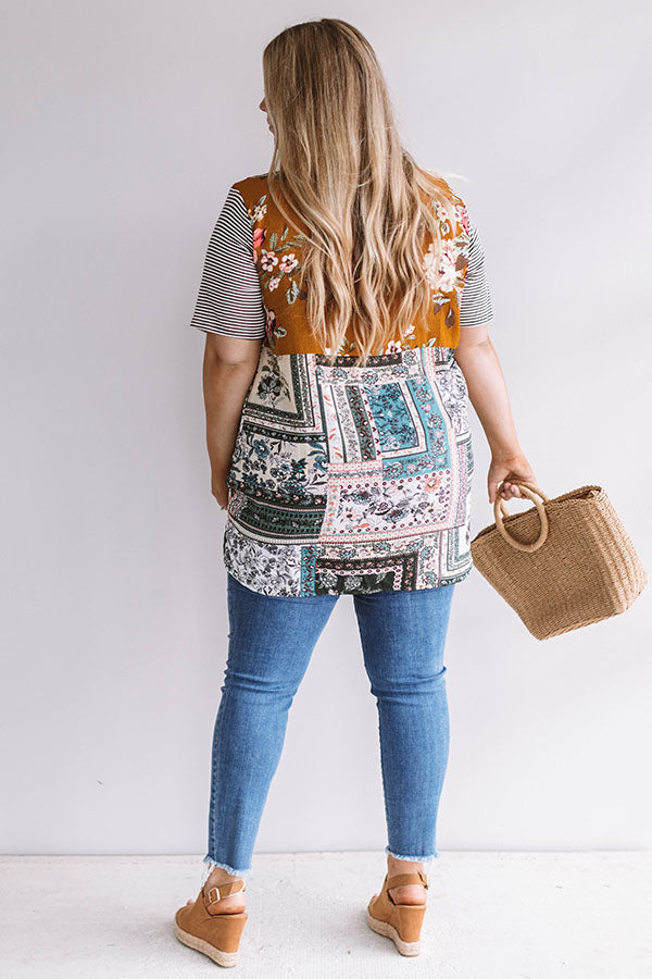 Sunset Sangrias Tie Top in Mustard Curves Image - 3