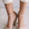 The Leigh Faux Suede Heel in Natural Image - 1