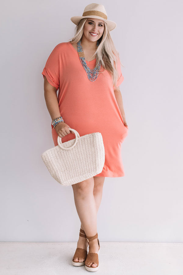 Macarons In Manhattan T-Shirt Dress In Coral  Curves Image - 1