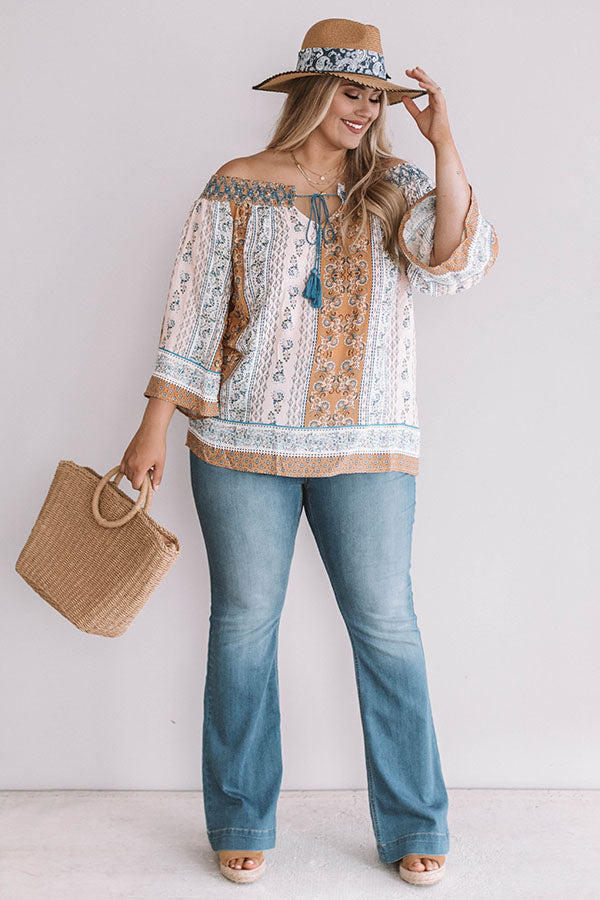 Getaway To Greece Shift Top in Camel Curves Image - 1