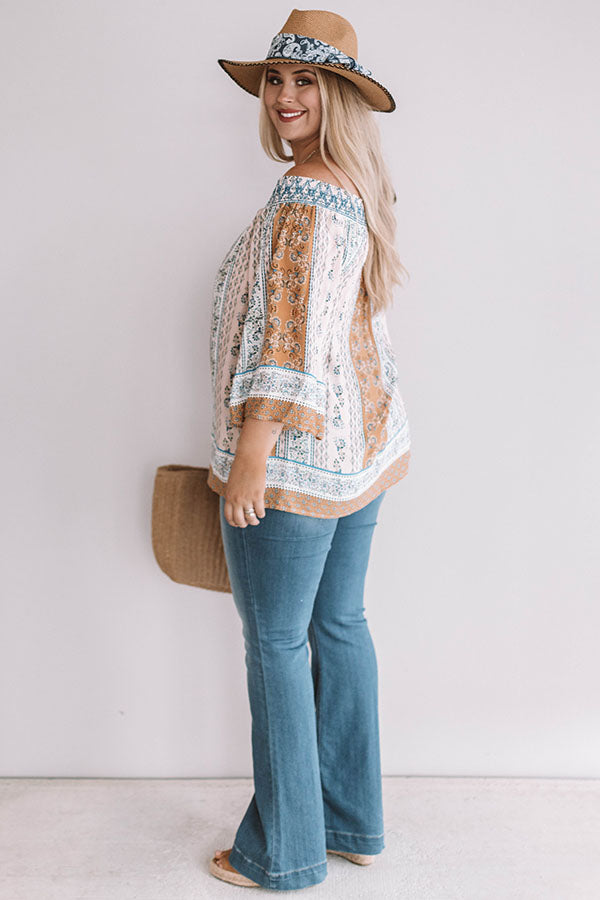 Getaway To Greece Shift Top in Camel Curves Image - 3