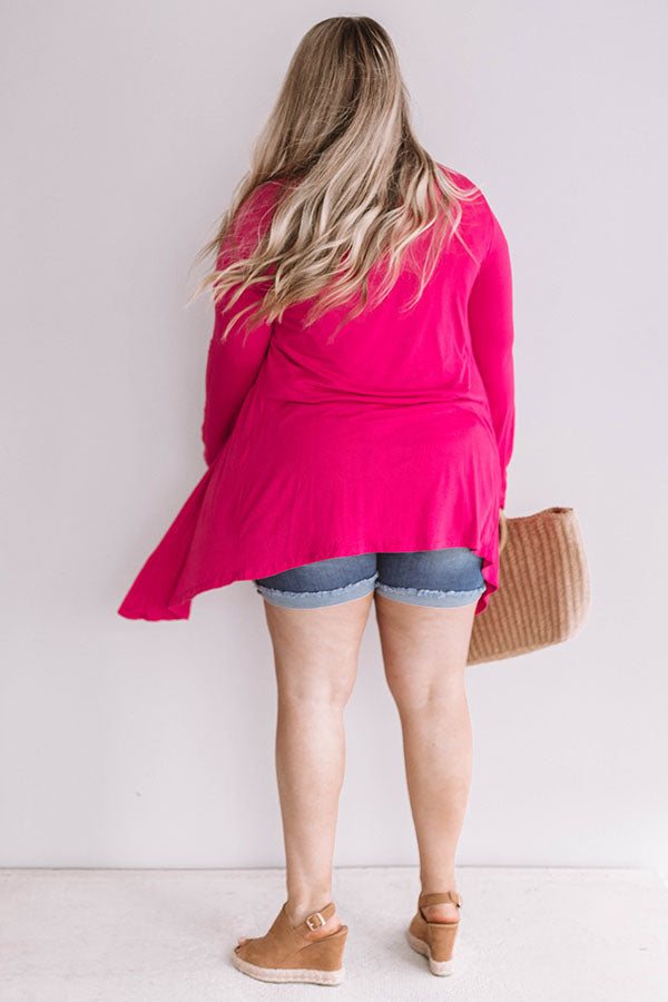 Layover In London Cardigan in Hot Pink Curves Image - 4