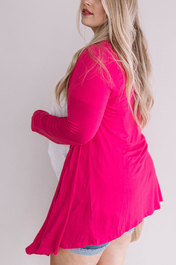 Layover In London Cardigan in Hot Pink Curves Image - 2