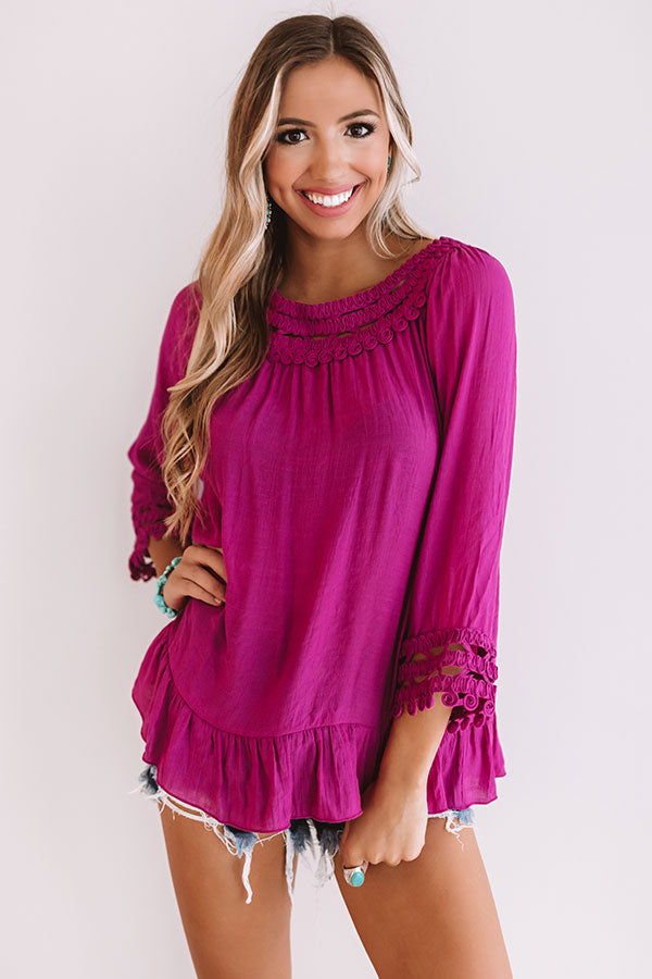 Girls Trip to Greece Shift Top in Berry Image - 3