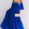 Gala Glam Pleated Maxi Dress in Royal Blue Image - 1