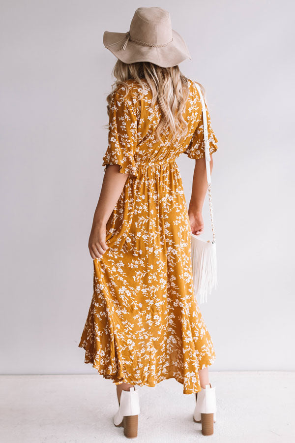 Fields In Florence Floral Midi in Mustard Image - 4