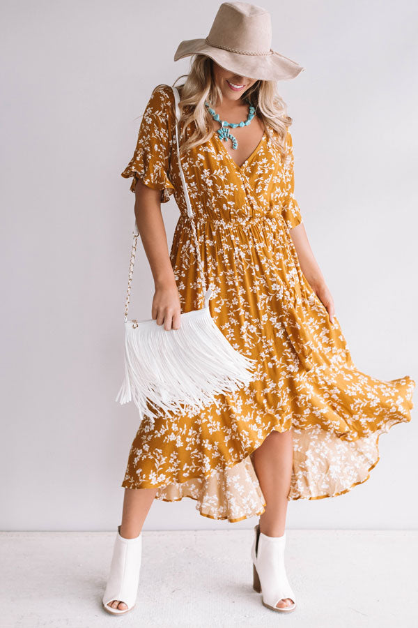 Fields In Florence Floral Midi in Mustard Image - 1