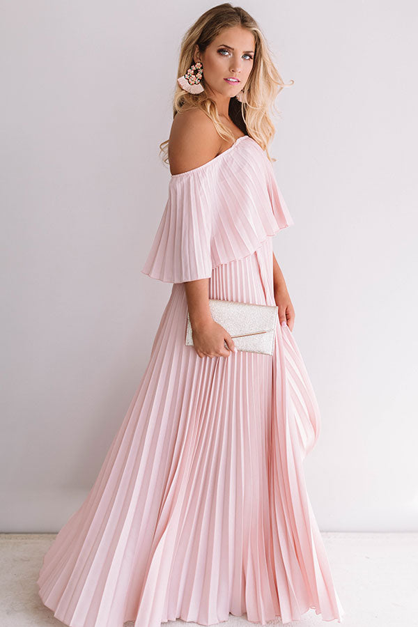 FINLEY Ombre Pleat Maxi Dress - Blush