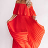 Gala Glam Pleated Maxi Dress in Red Image - 1