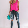 Love Like This Lace Trim Tank in Hot Pink Image - 1