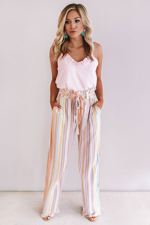 Sweet Skyline Views Stripe Pants in Peach Image - 4